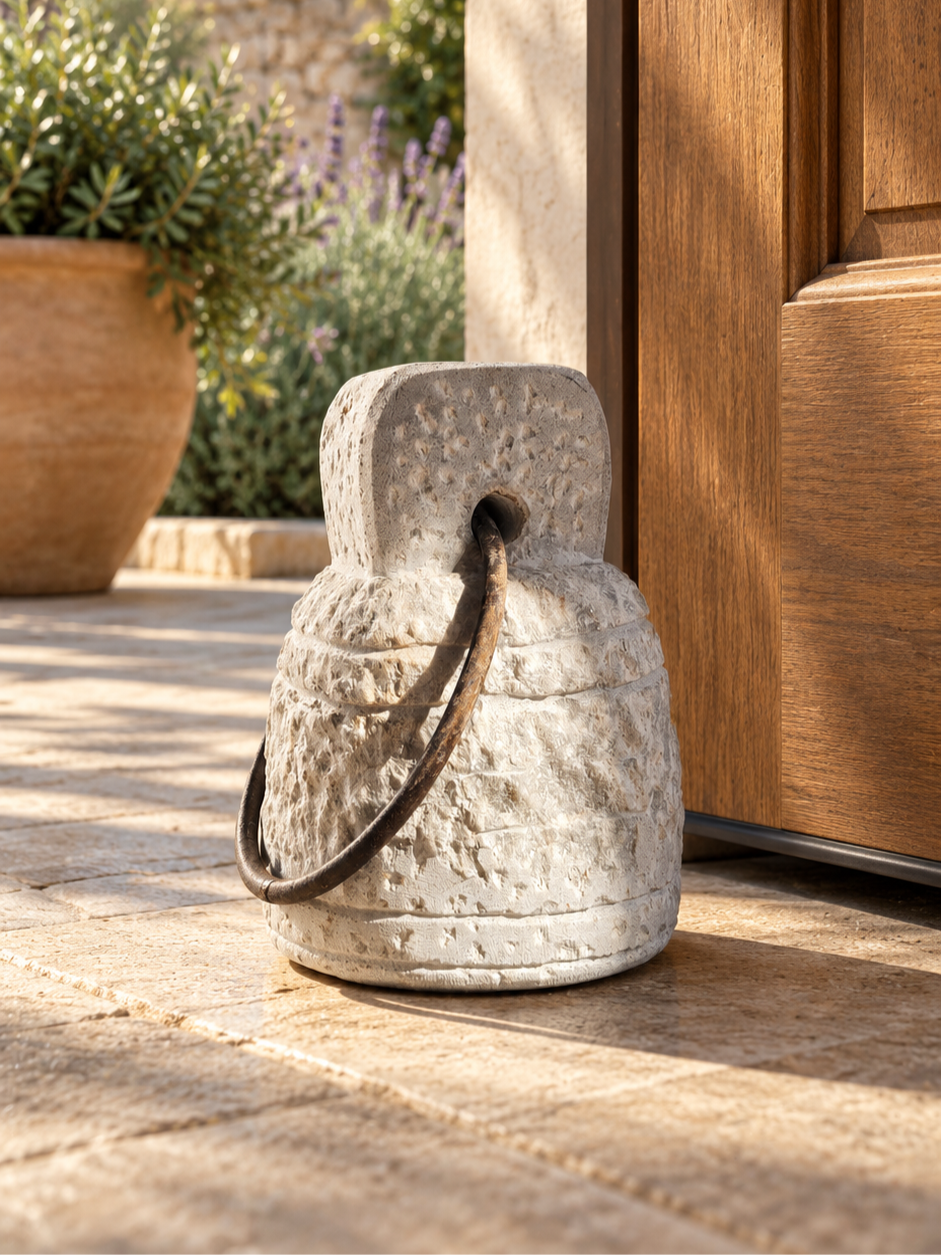 V.L24 Natural Stone Doorstop - Iron Ring Handle-0