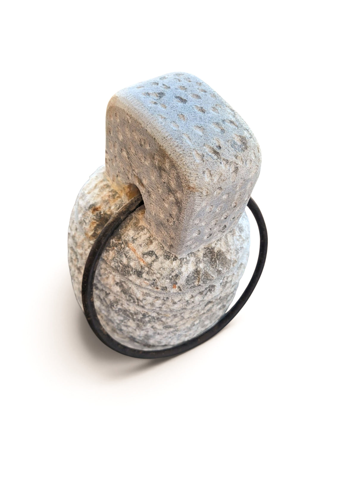 V.L24 Natural Stone Doorstop - Iron Ring Handle-9