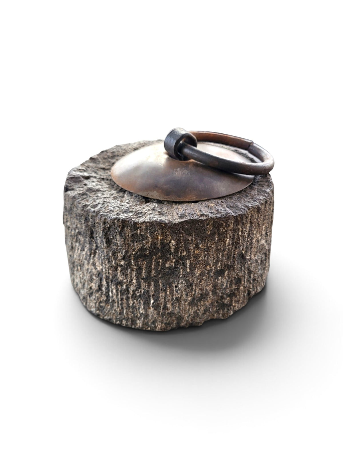 Natural Stone Doorstop - Iron Ring Handle-1