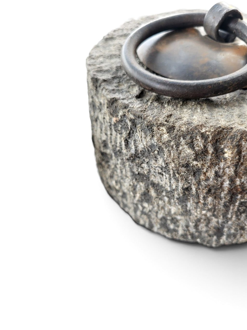 Natural Stone Doorstop - Iron Ring Handle-2