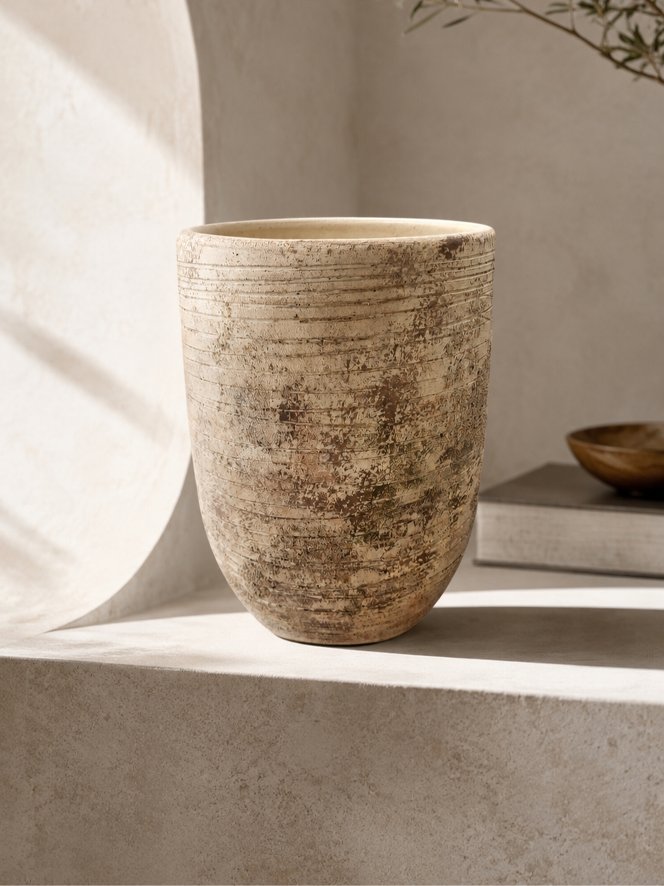 Stria No. 25. - Terracotta Decorative Vase-0