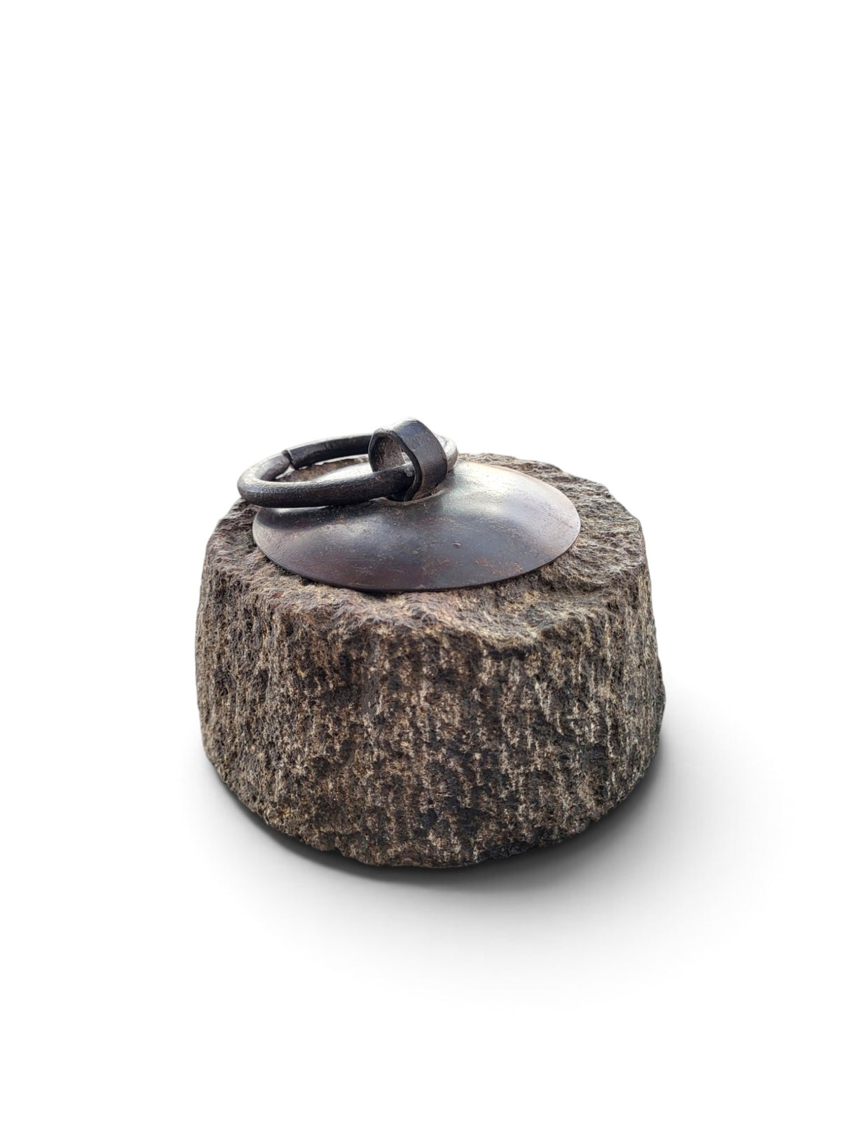 Natural Stone Doorstop - Iron Ring Handle-6