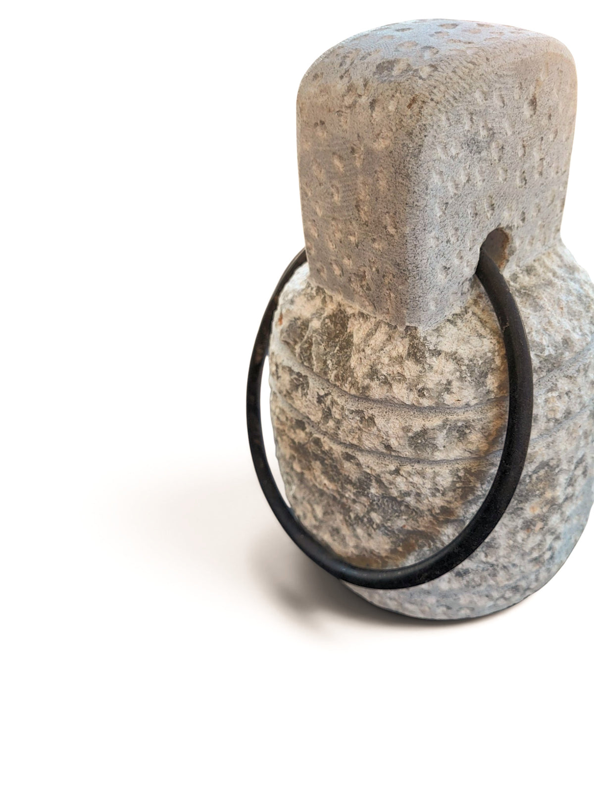 V.L24 Natural Stone Doorstop - Iron Ring Handle-1