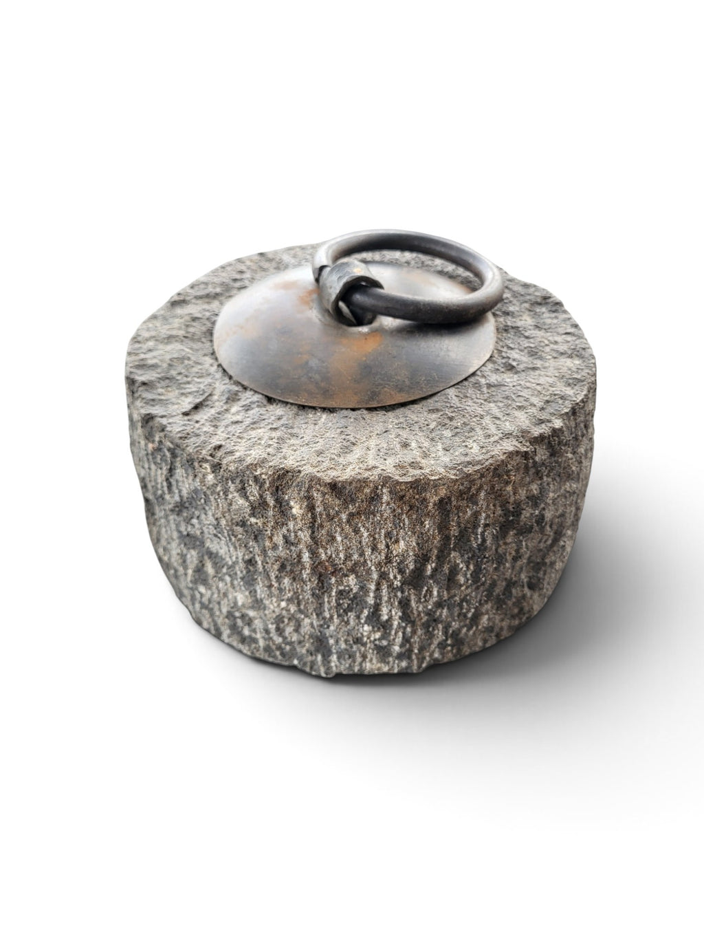 Natural Stone Doorstop - Iron Ring Handle-4