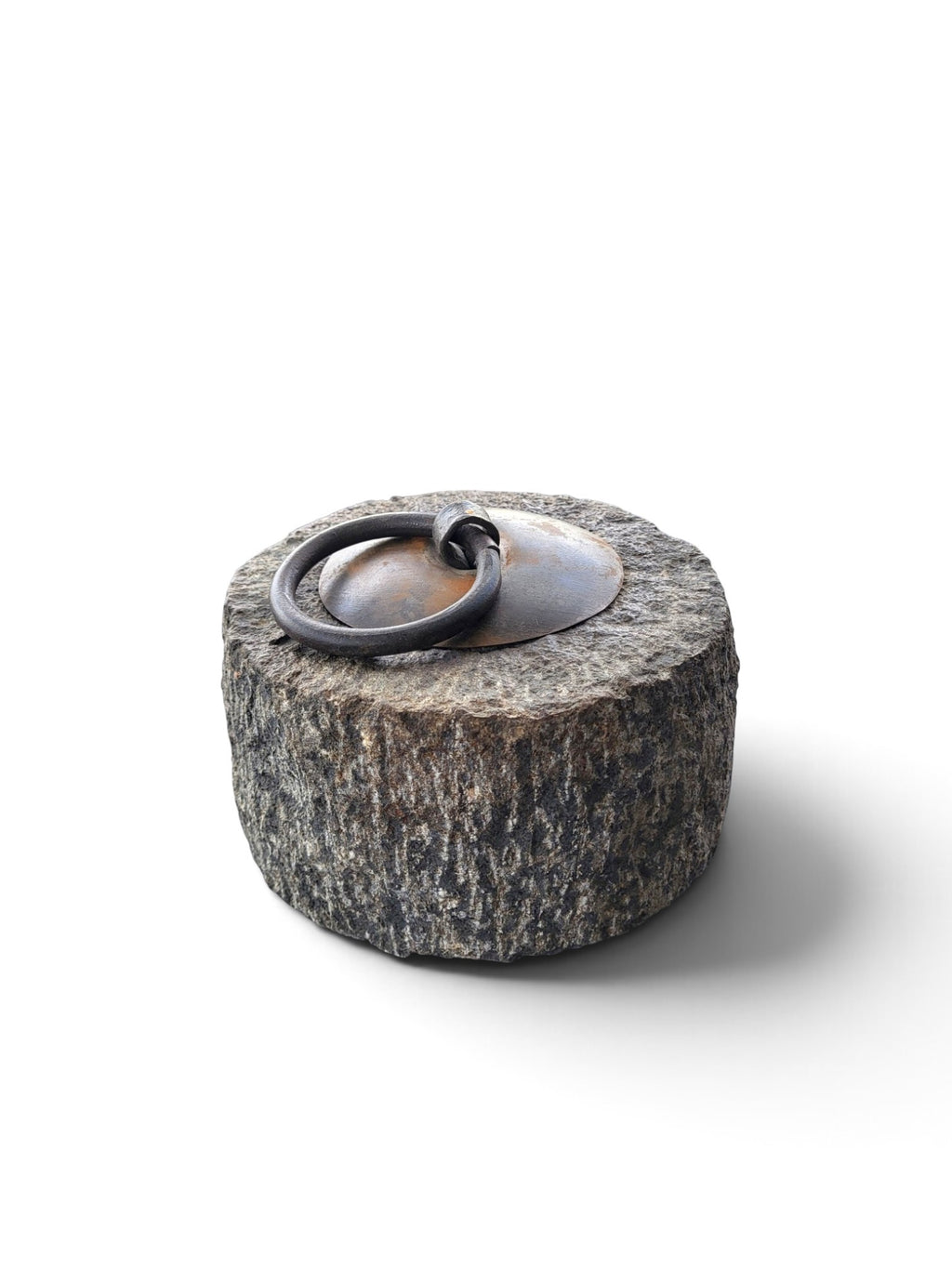 Natural Stone Doorstop - Iron Ring Handle-3